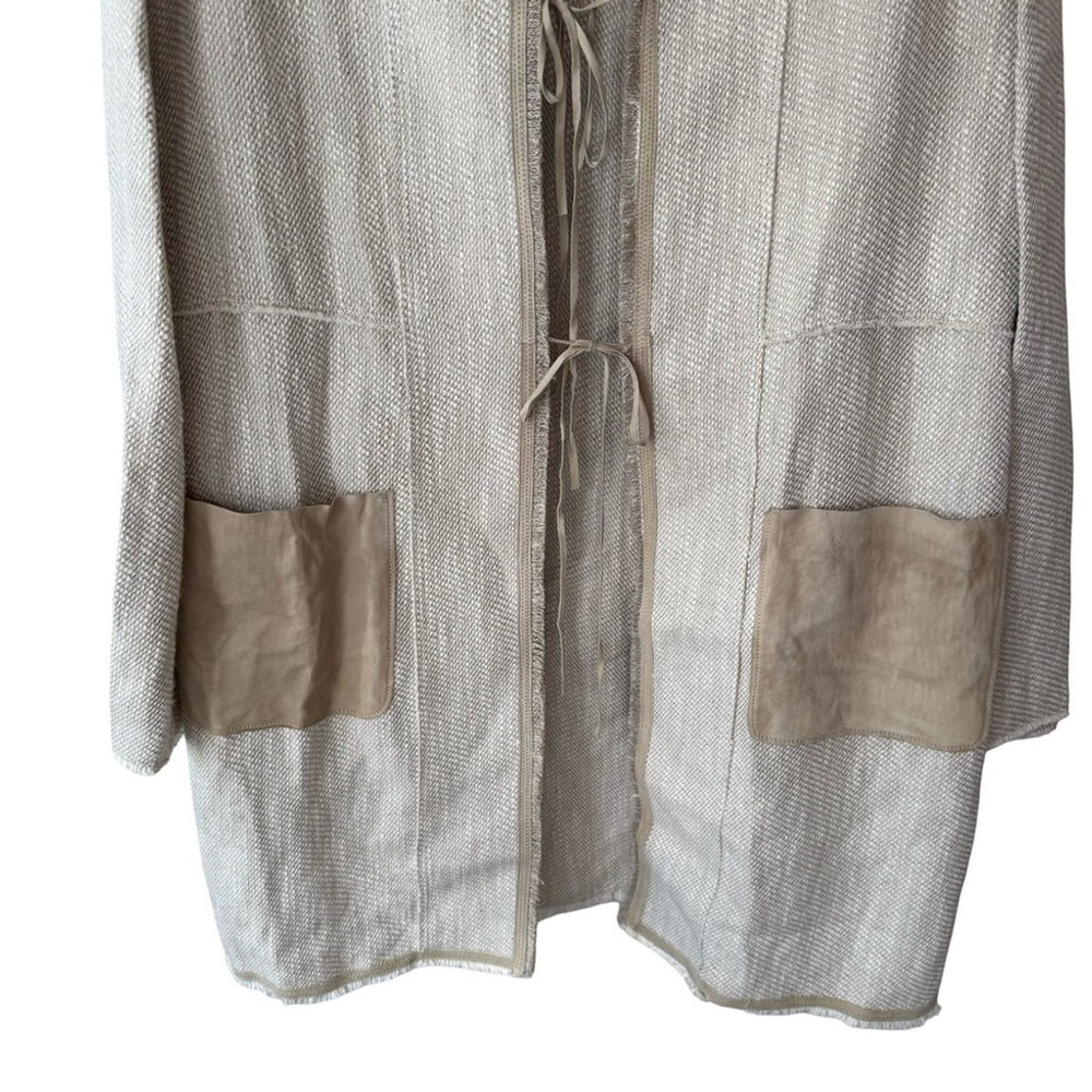 Elie Tahari Cream Textured Suede Knit Jacket Size Minimalist Neutral Luxury - Picture 16 of 16